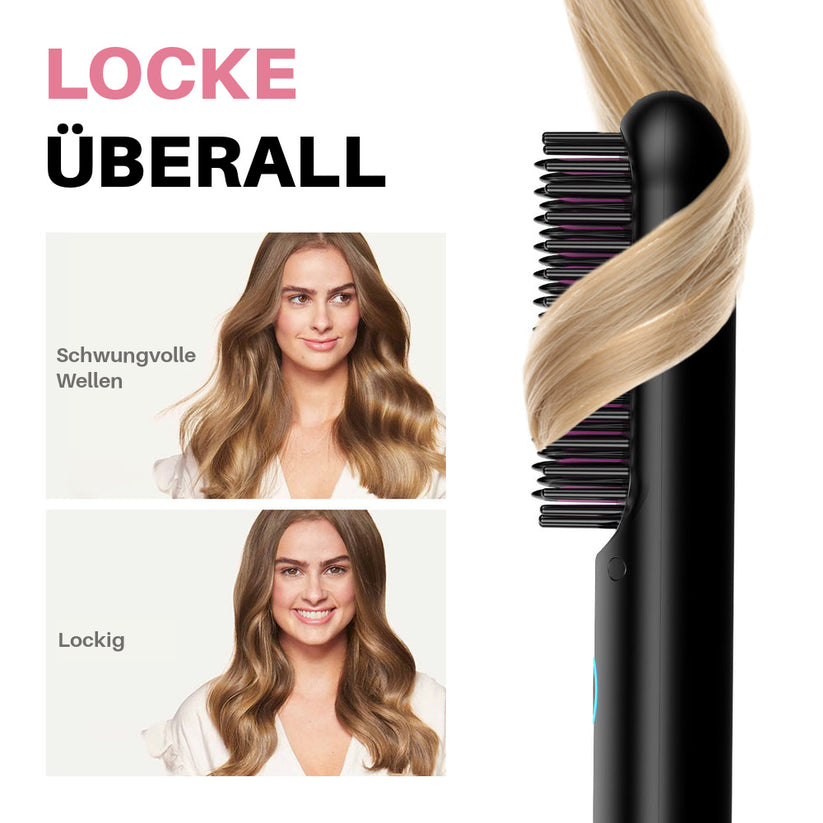 DermaSoul Tragbare Bürste – Glätten, Locken, Trocknen